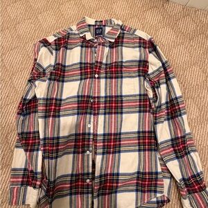 GAP Men's Red and Blue Plaid Casual Shirt